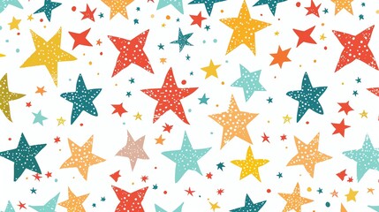 Canvas Print - a seamless pattern of colorful stars on a white background.