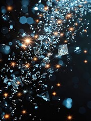 Fototapete - A falling diamond stars on black solid background.