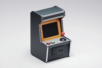 Poster - A miniature retro arcade game console with joystick and buttons.