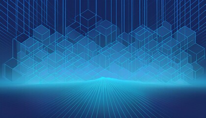 Poster - blue blockchain background gradient banner. generated image
