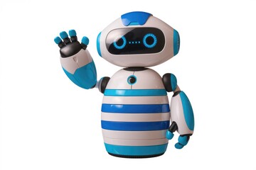 Aufkleber - A friendly blue and white robot waves hello, showcasing a futuristic and approachable design.