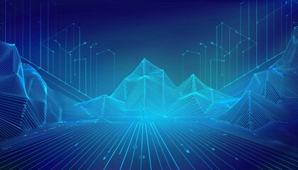 Poster - blue blockchain background gradient banner. generated image
