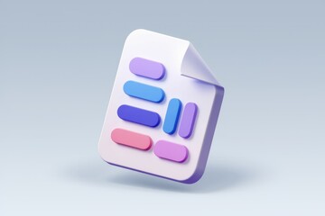 Poster - 3D render of a document icon with colorful data points, representing data visualization or file management.