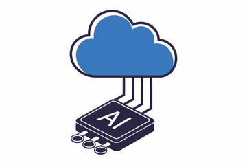Aufkleber - Cloud-based AI, connecting cloud computing to artificial intelligence processing.