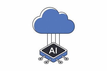Poster - Cloud-based AI system depicted, showcasing intelligent processing and data storage.