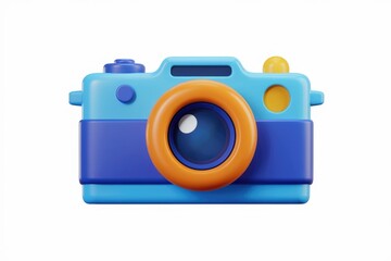 Poster - A vibrant 3D render of a cartoon camera, showcasing playful colors and a fun design.