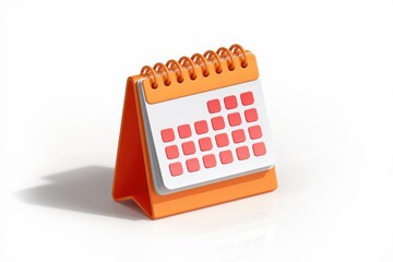 Poster - A vibrant orange desk calendar with red dates, showcasing a simple and effective design for scheduling.