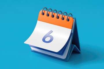 Poster - A 3D rendered image of a desk calendar displaying the 6th of the month.
