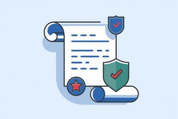 Poster - Secured document with checkmarks and star, signifying safety and approval.