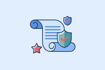 Poster - Secure document with checkmarks and star, signifying safety and approval.
