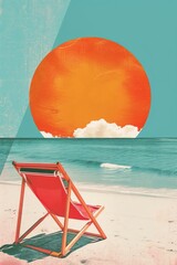 Wall Mural - retro collage of summer vibes beach sea furniture