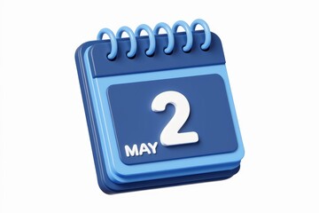 Poster - A 3D rendered blue calendar showing May 2nd.