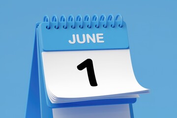 Poster - A blue desk calendar shows June 1st, signifying the start of a new month.