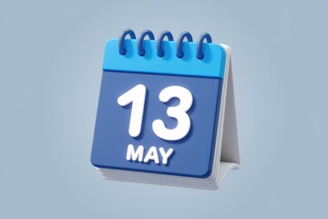 Poster - A 3D rendering of a blue mini calendar showing May 13th.