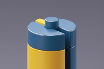 Poster - Abstract 3D render of a cylindrical object composed of blue and yellow segments.