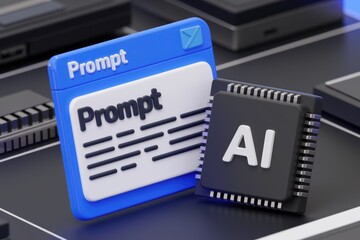 Poster - AI processing a text prompt, showcasing the synergy between artificial intelligence and user input.