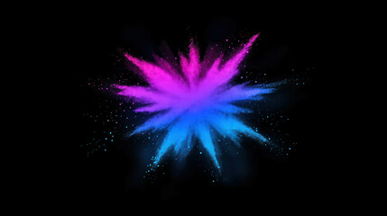 Poster - Multicolored Light Particles Bursting Explosively from Center in a Black Background