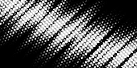 Poster - Black and white halftone background. Abstract illustration of round particles. The dots form shapeless images.