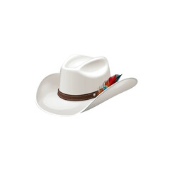 Wall Mural - A pristine white cowboy hat isolated on transparent PNG.