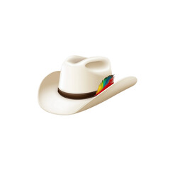 Wall Mural - A pristine white cowboy hat isolated on transparent PNG.