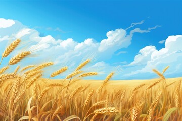 Canvas Print - Wheat field sky agriculture outdoors