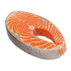 Aufkleber - This image shows a close-up of a raw salmon fillet, showcasing its rich orange color and detailed texture against a plain white backdrop.
