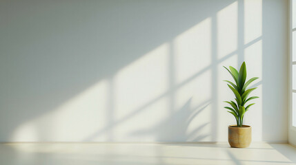 Poster - Minimalist Interior Design with Single Window and Natural Light Casting Shadows