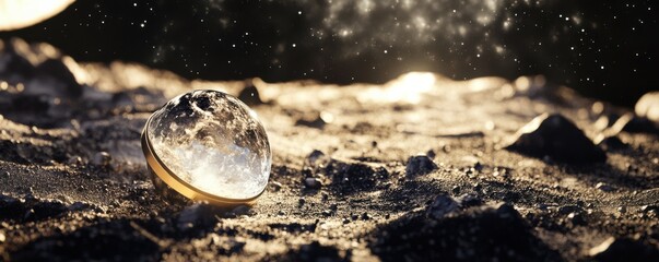 Wall Mural - a depiction of the first moon landing, neil armstrong taking his first steps on the lunar surface, a