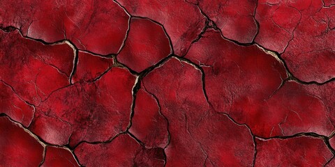 Poster - Red Seamless Satin Texture with Wrinkle and Cracked Appearance for Various Creative Projects and Backgrounds