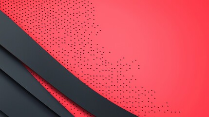 Poster - Abstract Modern Background with Geometric Shapes and Dotted Pattern in Red and Black