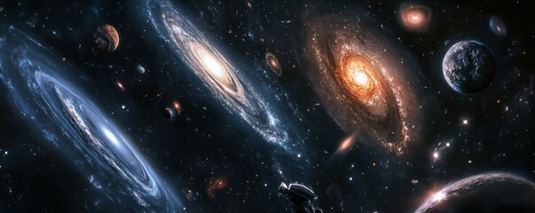 Wall Mural - Telescope observing distant galaxies