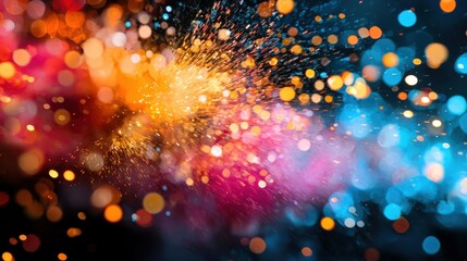 Poster - Vibrant Explosion of Colorful Celebratory Fireworks and Sparkling Lights