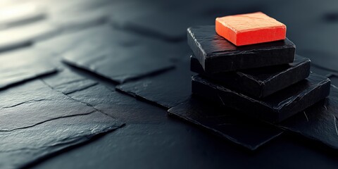 Poster - Stacked Rectangular Blocks in Vibrant Colors Against a Dark Slate Background for Elegant Design Use