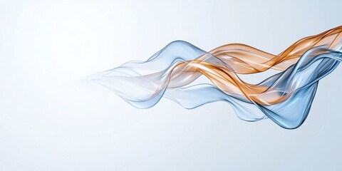 Poster - Abstract waves of blue and orange flow elegantly across a light background, creating a sense of movement and fluidity.