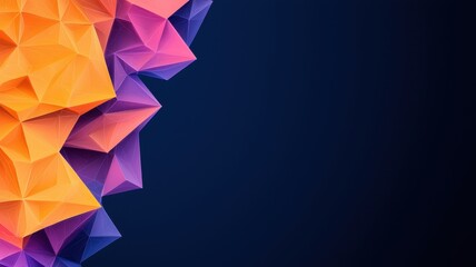 Poster - A vibrant, geometric design featuring colorful triangular shapes on a dark background, creating a modern and dynamic visual effect.