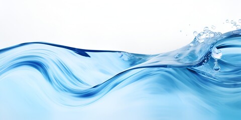 Water waves, blue water, white background, high-definition photography, clean and simple lines, high resolution. bokeh background