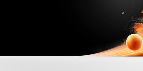 Poster - Abstract Orange Sphere with Dust Particles on a Dark Background in Minimalist Style