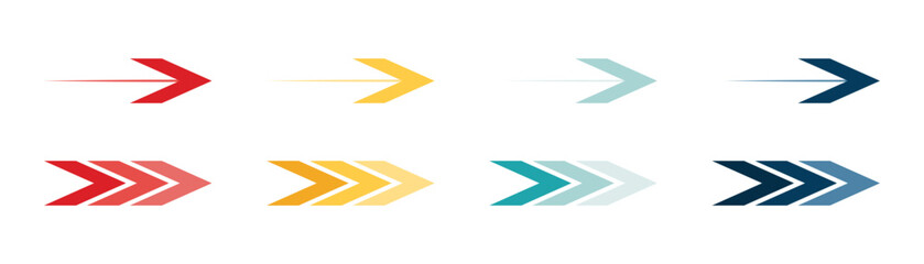 Wall Mural - arrow icon set. colored arrow symbols. arrow of different types. arrow isolated vector graphic eleme