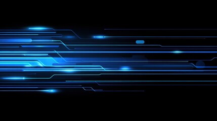 Poster - Futuristic Abstract Blue Digital Lines with Light Effects