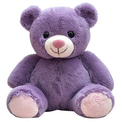 Purple teddy bear, no shadow, cut out, isolated on a transparent background