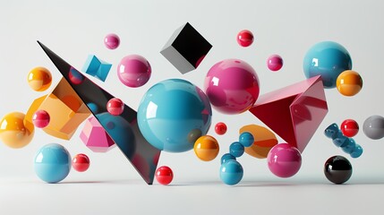 Poster - A colorful abstract scene with geometric shapes.