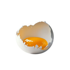 Aufkleber - A hyperrealistic image showcases a broken eggshell with a vibrant yolk inside against a simple white background.