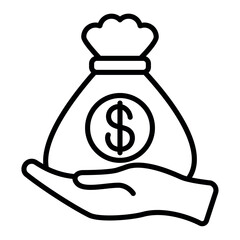 Poster - hand with money bag icon line