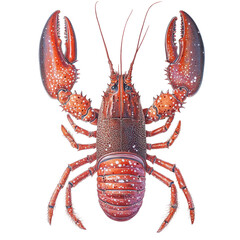 Poster - A meticulously detailed illustration presents a spiny lobster viewed from above, highlighting its body structure and coloration.
