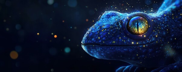 Poster - A fantastical creature with eyes that sparkle like stars, illuminating the darkness.