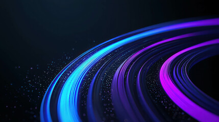Poster - Delicate Glowing Light Trails in Flowing Gradient Design on Dark Background