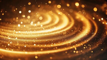 Poster - Glowing Energy Abstract Light Patterns with Bright Dots and Dynamic Swirls in a Warm Color Palette for Creative Projects