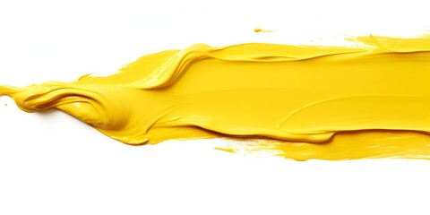 Wall Mural - yellow paint brush stroke isolated on white background, png file for post processing, bokeh background