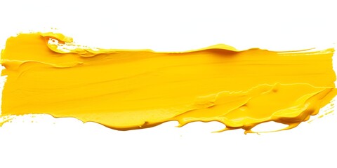 Wall Mural - yellow paint brush stroke isolated on white background, png file for post processing, bokeh background
