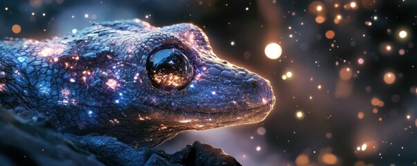 Wall Mural - a fantastical creature with skin that reflects the stars, creating a mesmerizing spectacle.